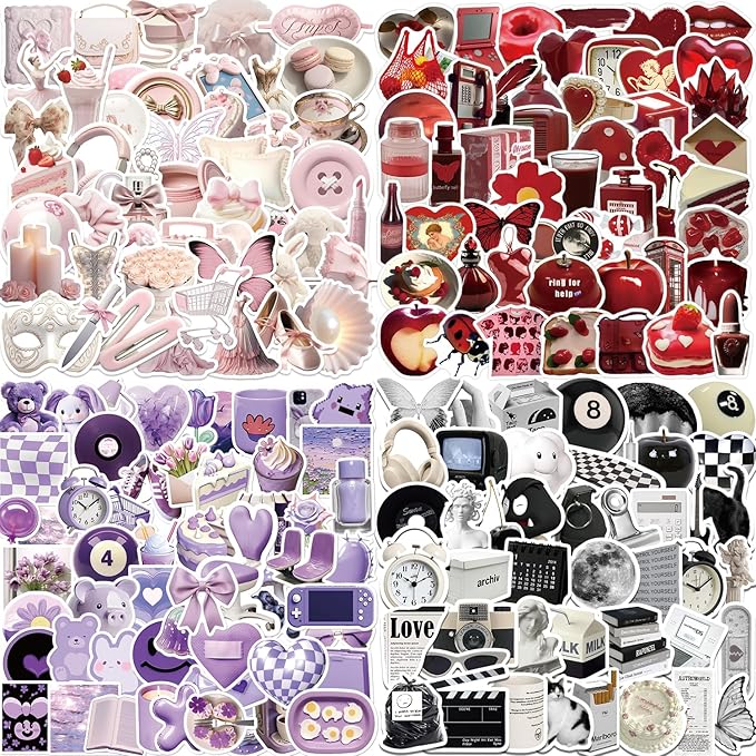 200Pcs Vintage Aesthetic Stickers, Coquette Stickers, Cute Y2K Sticker for Scrapbooks Laptop Water Bottles Skateboard Notebooks Phone Kindle, Waterproof Vinyl Sticker for Teens Adults