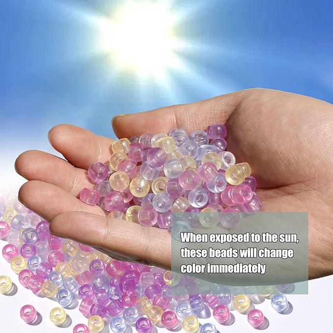 gmma uv pony beads for bracelet plastic beads for jewelry making glow in the dark beads color changing beads sunlight beads 6x9mm beads for friendship bracelets diy necklace party decoration supplies
