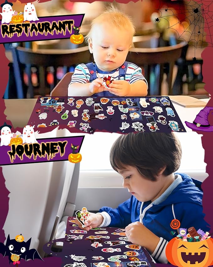 benresive reusable sticker books for kids, sticker books for toddlers, toddler travel toys activities crafts ages 3 and up birthday gifts - halloween