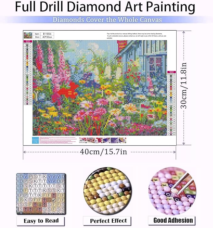 Meothan Flowers Diamond Painting Kits for Adults, Wild Flowers Diamond Art Kits Full Drill Diamond Gem Art Painting Kits for Gift Wall Decor 12x16 inch