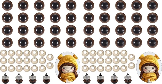 PATIKIL 12mm Safety Eyes, 20Pcs Realistic Doll Crocheting Safety Eyes with Washers for Decor Crochet Accessories Dolls Craft Halloween, Brown (Pack of 2)