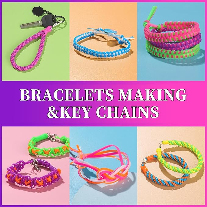 FANDAMEI 8 Color Lanyard Kit, Bright Color Lacing Cord, Lanyard String for Crafts, Bracelets and Jewelry Making