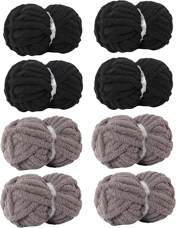 Assorted Chunky Yarn for Hand Knitting,Soft Jumbo Bulky Fluffy Chenille Yarn for Crocheting,Blanket Scarf DIY,8 Pack(28yds, 8 Ounces Each)