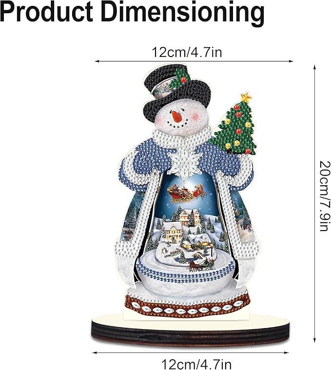 MVVMTOP Christmas Diamond Art Tabletop Decoration, DIY Christmas Snowman, Diamond Art 5D Special Shape Crystal Diamond Partial Diamond Art Painting Mosaic Handicraft, Home Office Tabletop Decor Gift