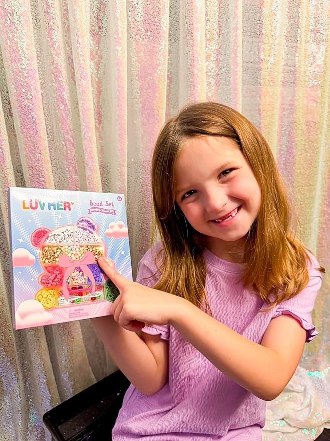 luv her beading kits - necklace making kit & diy friendship bracelet kit for girls - includes 60x 6mm verbiage, 8mm pearl beads & more - jewelry making craft kit for kids ages 6+ - 5.88'' x 4.78