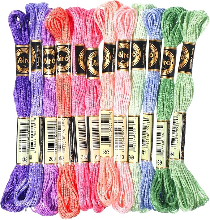 6 Ply Gradient Color Embroidery Thread, 12 Skeins Cross Stitch Threads 105 Yards Variegated Yarn Threads Friendship Bracelet String for Jewelry Making Stitching DIY Craft Sewing Knitting