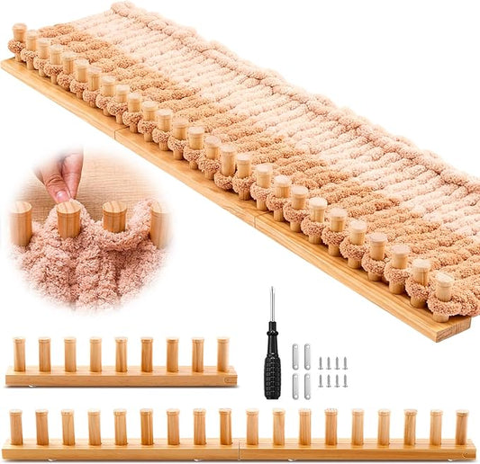 Novabright 46'' Chunky Knitting Loom Extra Large Knitting Loom for Blanket Making Adjustable Size Chunky Knit Foldable Portable Hand Weaving Kit for Beginner Yarn Craft Home Decor
