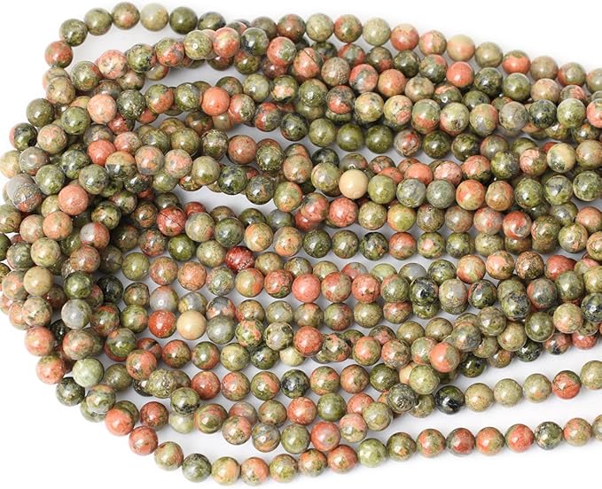 cheavian 60pcs 6mm natural unakite gemstone round loose beads for jewelry making diy handmade 1 strand 15"