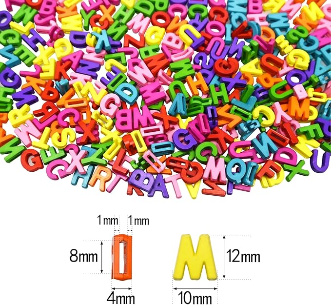 400pcs Colorful Letter Beads, Big Hole,A-Z Resin Pendants,3D Loose Beads for Jewelry Making,Key Chains,Crafts