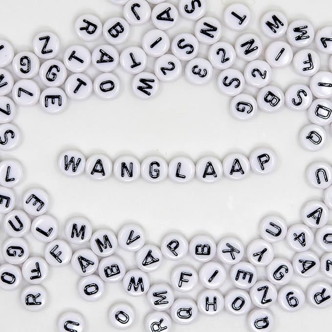 1450Pcs Acrylic 4x7mm Round Letter Beads Number Beads Kits Alphabet A-Z 0-9 for Friendship Bracelets Making Jewelry (White and Numbers)