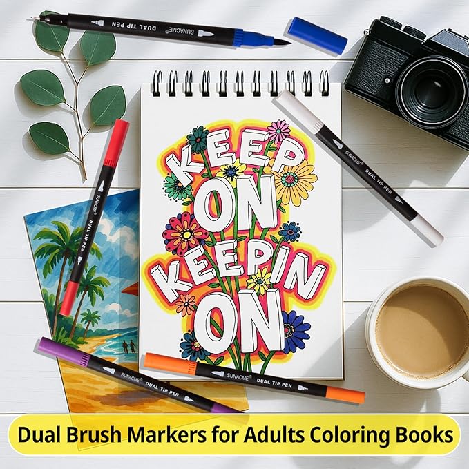 36 Colors Dual Brush Marker Pens, Art Marker Set with Brush and Fineliner Tip for Adults Coloring Books, Journaling, Note Taking