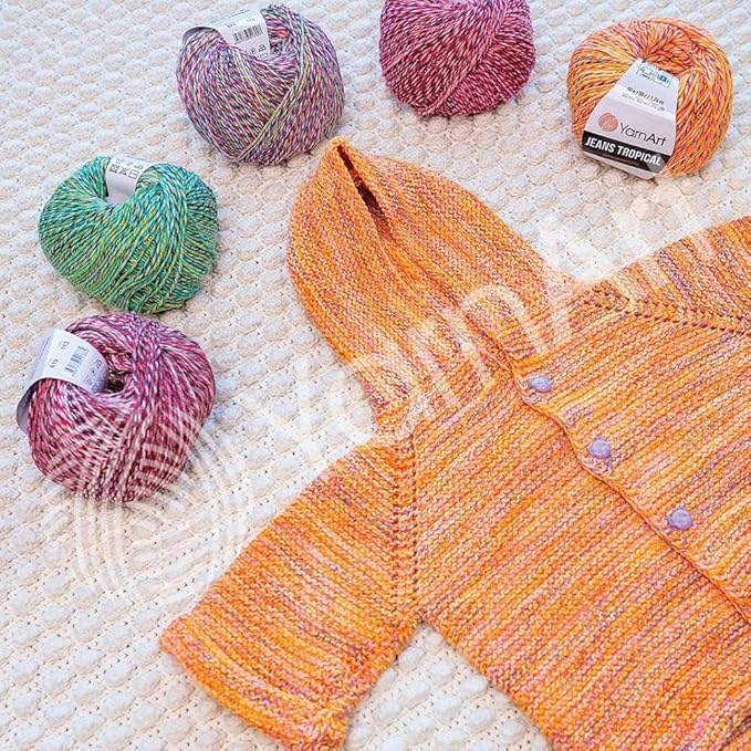 YarnArt Tropical Sport Yarn – 55% Cotton, 45% PAC – Multicolor Knitting & Crochet Yarn – 50g (174 yds) | Soft, Durable & Lightweight | Perfect for Amigurumi, Clothing & Accessories-621