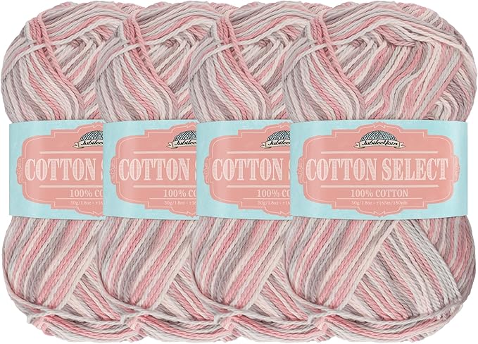 JubileeYarn Cotton Select Yarn - 50g/Skein Sport Weight - Frosted Café - 4 Skeins
