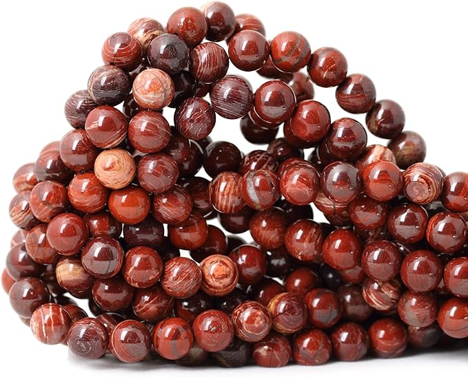 45PCS 8mm Natural Red Snake Skin Jasper Round Loose Beads for Jewelry Making DIY Gifts Arts Crafts Materials 1 Strand 15"