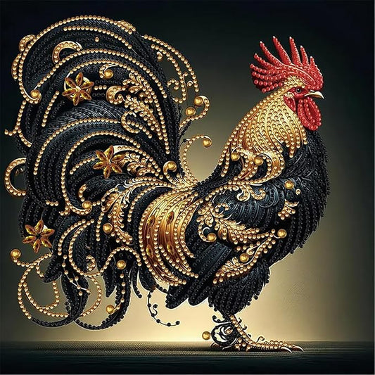 BYGFHLYW 5D Diamond Painting Kits for Adults, Rooster Diamond Art Kits for Adults Beginner, Special Shaped Crystal Art Diamond Dot Gem Painting for Home Wall Decor 13.7x13.7inch