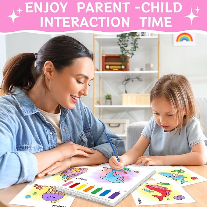 SOCOLER Paint with Water Coloring Books for Toddlers,Mess Free Watercolor Painting Sets for Kids,Water Color Paint Kit,Art Craft Birthday Gift for Ages 1-3, 4-8(Sea World)