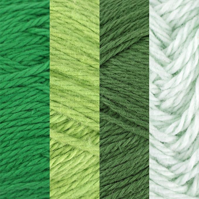 JubileeYarn Cotton Select Yarn - 50g/Skein Sport Weight - Shades of Green - 4 Skeins