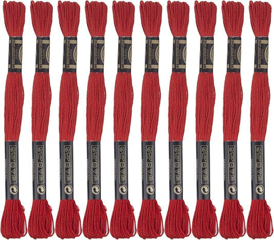 12 Skeins Premium Egyptian Embroidery Floss 9 Yards Each Egyptian Long Fiber Cotton Cross Stitch Thread for Embroidery Projects Bracelet. (12, Red)