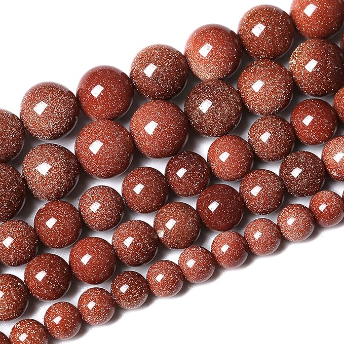 61pcs 6mm Natural Gold Sandstone Beads Gemstone Round Loose Beads for Jewelry Making DIY Bracelet Necklace 15“