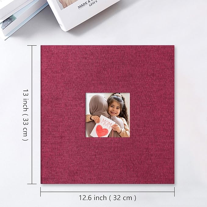 Vienrose Large Photo Album Self Adhesive for 4x6 8x10 10x12 Pictures Linen Scrapbook Album DIY 40 Blank Pages with A Metallic Pen