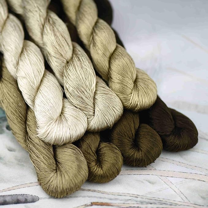 Natural 100% Silk Thread, Handmade Embroidery Thread Silk Floss 7 Colors 110m Each (57)