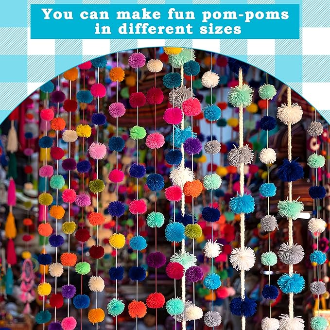 Zhaoyao Pompom Makers 4 Size Pom Poms Maker Tool Set DIY Fluff Ball Weaver for DIY Wool Yarn Knitting Craft Project with Cutter Scissors (with Accessories (10+10)
