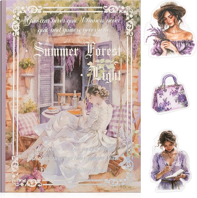 Uideyvi Summer Theme Sticker Scrapbooking Supplies for Junk Journal, 20 Sheets PET Stickers(TZ-001-006)