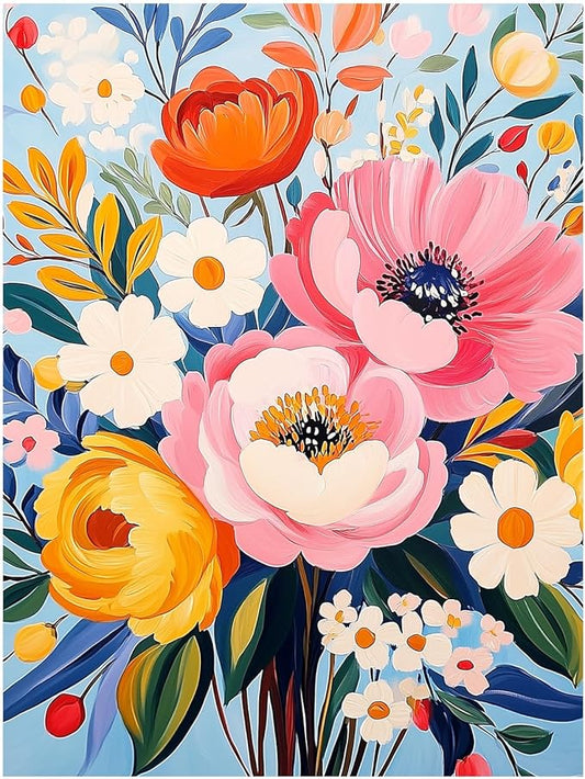 Paint by Numbers for Adult, Flower Paint by Numbers Kit for Adults Beginners, DIY Flower Acrylic Painting on Canvas for Home Wall Art Decor 16x20Inch