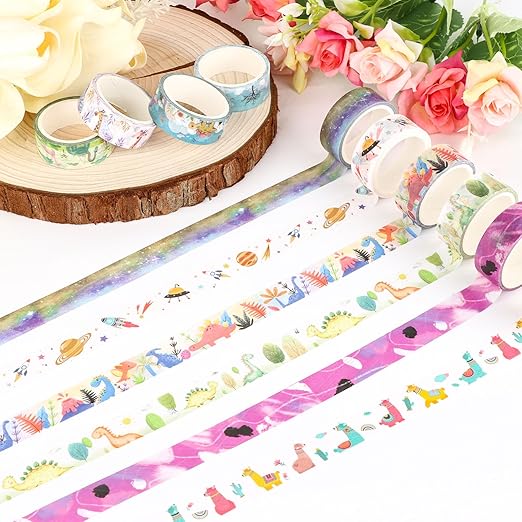 Cute Decorative Tape Set 20 Rolls Colorful Animal Washi Tape Aesthetic DIY Art Masking Tape for Kids Craft Notebook Scrapbooking & Stamping Supplies
