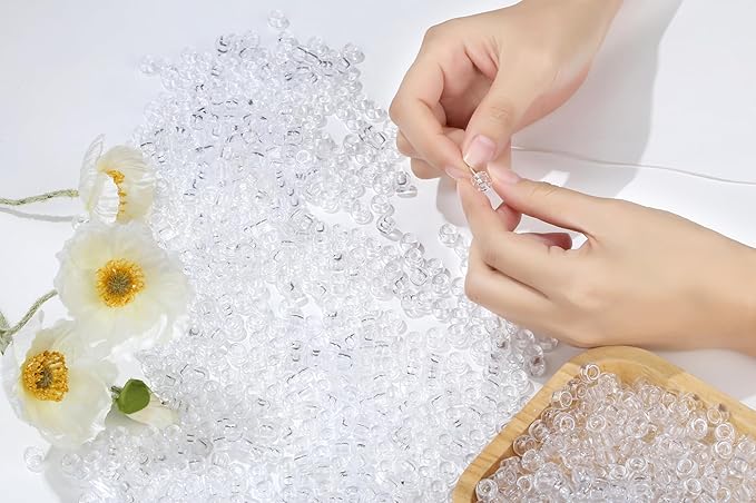 1000 Pc Boxed Clear Transparent Pony Beads, 9MM Plastic Craft Beads with Large Hole, Clear Hair Bead for Braids, Bracelet Bead for Jewelry Making