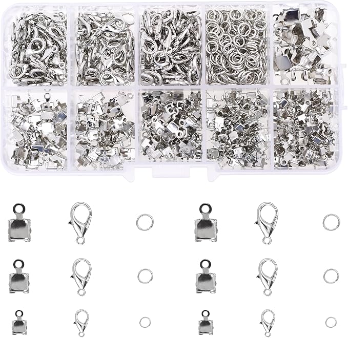Mandala Crafts 300 Pcs Silver Cup Chain Ends SS12 SS16 SS18 SS20 SS24 SS30 Rhinestone Chain Connectors Jewelry Finding Kit for DIY Iced Out Bracelet Necklace Earring Charm Pendant Making
