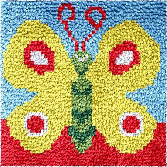 Numptain Latch Hook Kits for Adults,DIY Rug Crafts Butterfly Pattern Color Printed Canvas,Latch Hook Kits for Beginners Handmade Needlework Crafts Home Decoration,12"x12" NT1