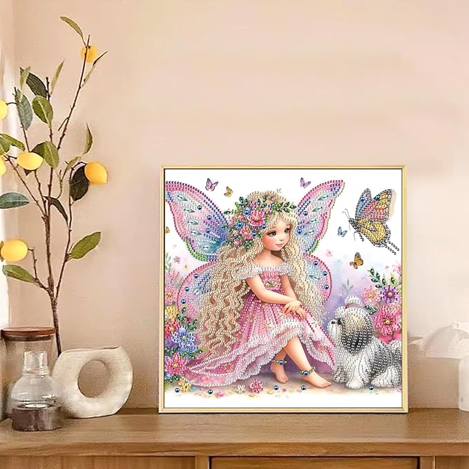 AiYuanzsh Diamond Art Painting Kits for Adults, 5D Special Shape Diamond Art Kits for Beginners, Crystal Rhinestones Diamond Art Painting for Home Wall Decoration Gift 12×12 inch, Princess Elf