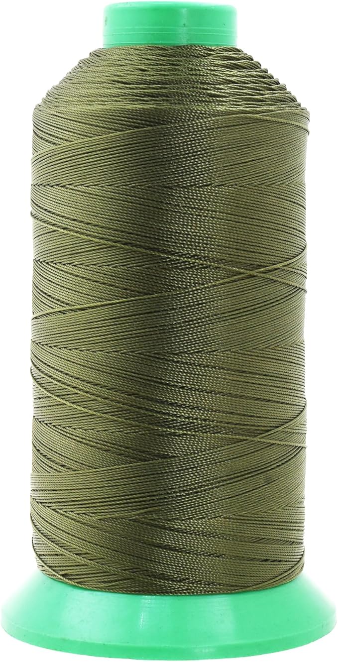 Mandala Crafts Size 138 420D T135 Bonded Nylon Thread - Olive Drab 1250 YDs Tex 135 Heavy Duty Sewing Threads for Leather, Jeans, Weaving, Outdoor Marine Upholstery