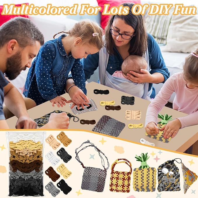 Naozinebi 600-Piece Muti-Colored Weaving Loom Kit - Potholder Loops, Elastic Weaving Craft Loops for DIY Flexible Loom, Kids & Adults DIY Crafts