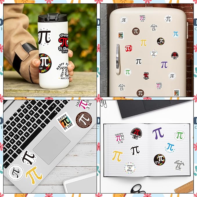 beyumi 1000pcs pi day math themed stickers in 2 rolls π day stickers waterproof vinyl decals decoration for laptop bottle scrapbooking envelopes math party supplies gift classroom decor for kids teens