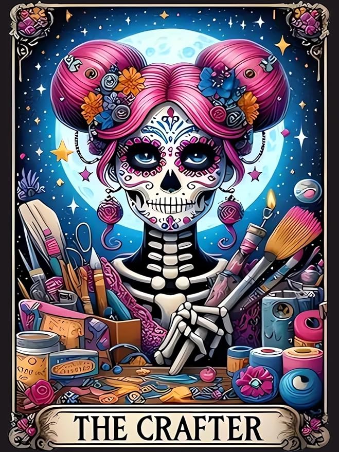 DIY Skull Diamond Art Kits for Adults, 5D Skeleton Diamond Painting for Beginners, Diamond Dot, Small Gem Painting, Full Drill Dimond Art Paintings Kit, Crafts for Adults, Home Wall Decor (12x16inch)