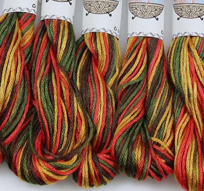 KCS Big skeins of 25 Meters Size 25 Color Variegated Cross Stitch Stranded Threads,6 skeins,4511