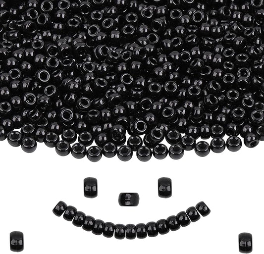 Black Pony Beads Bulk - 1000 Pcs Plastic Beads for Friendship Bracelets, Hair Braiding & Jewelry Making - 6x9mm, Large Hole