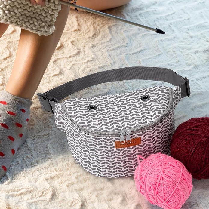Yarn Crossbody Waist bag Small Yarn Storage Organizer for Yarn Skeins-Organizer for Crochet Hooks and Accessories
