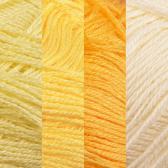 JubileeYarn Baby Soft Bamboo Cotton Yarn - 50g/Skein - Shades of Yellow - 4 Skeins