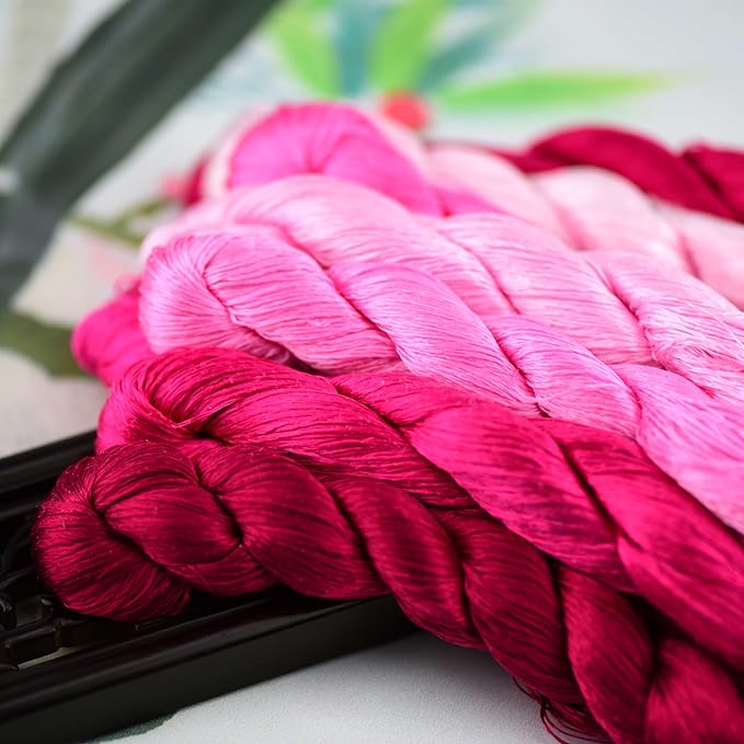 Natural 100% Silk Thread, Handmade Embroidery Thread Silk Floss 9 Colors 110m Each (39)