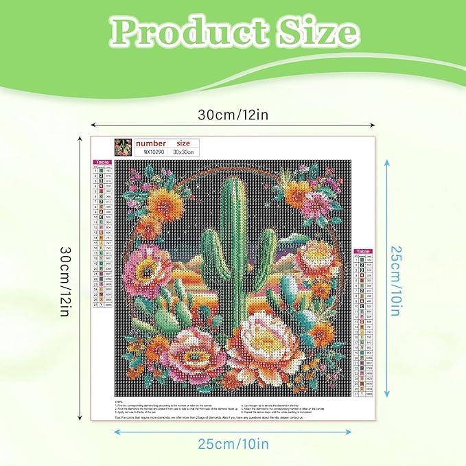 MAXBYE Cactus Garden Diamond Paintings, Cactus Flower Garden Diamond Art Kits for Adults, Diamond Art Accessories and Free Extra 30% Diamonds, Diamond Art for Home Décor Items. 12x12inch