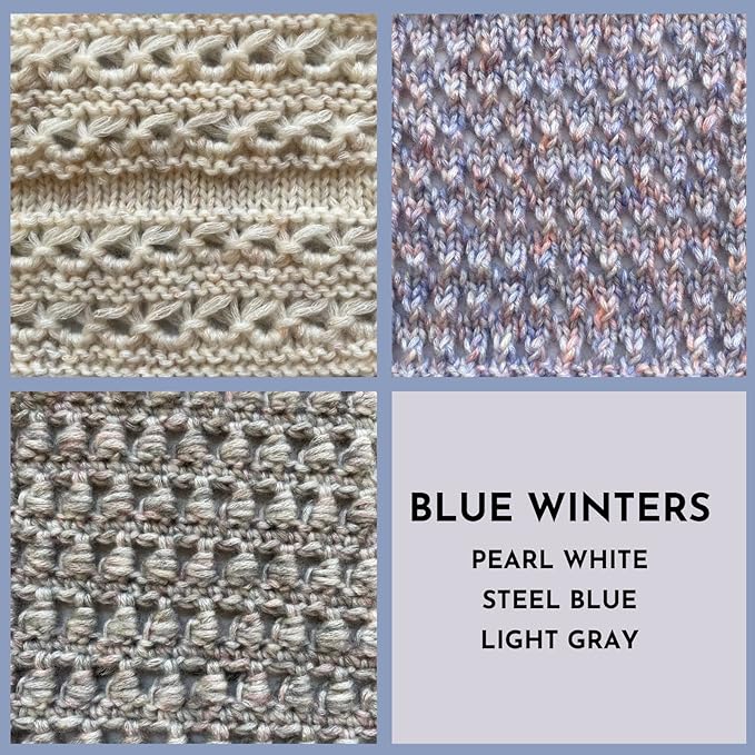 Cotton to The Core Worsted Weight Yarn for Crocheting, 3-Pack (654Yds / 300G), Free Patterns, Beginners Friendly - Soft Cotton Yarn for Knitting - #4 Medium Worsted Weight - Blue Winters