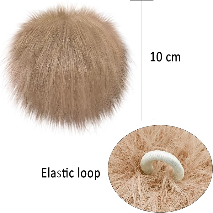 SIQUK 60 Pieces Fluffy Faux Fur Pom Pom for Hats with Elastic Loop for Knitting Hats Beanies Scarves Gloves Keychains Bags（15 Colors, 4 Pcs/Color）