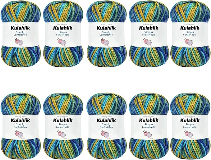 500g(10x50g) Acrylic Yarn for Crocheting and Knitting, Colorful Gradient Yarn Thread, 10 Rolls Skeins, Multicolor Hilo Acrílico, Perfect for DIY Crafts Project