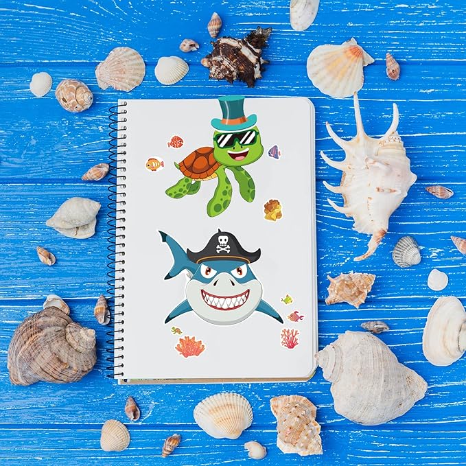 24 sheets 8.27''×5.9'' make your own sea animals stickers for kids toddlers, make a face stickers for kids party favors activities