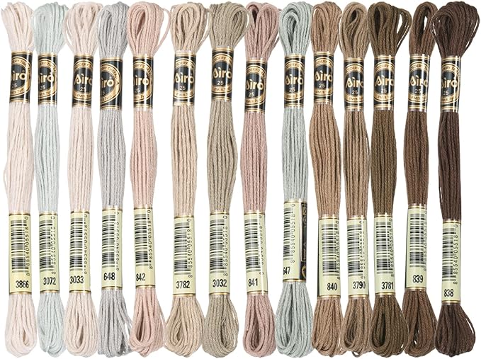 PATIKIL 14 Skeins Embroidery Floss, Polyester Embroidery Threads Bracelets String for Cross-Stitch Hand Embroidery, Multicolored Dark Brown