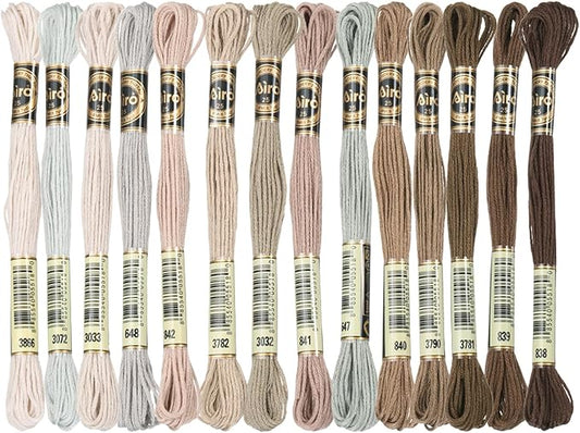 PATIKIL 14 Skeins Embroidery Floss, Polyester Embroidery Threads Bracelets String for Cross-Stitch Hand Embroidery, Multicolored Dark Brown