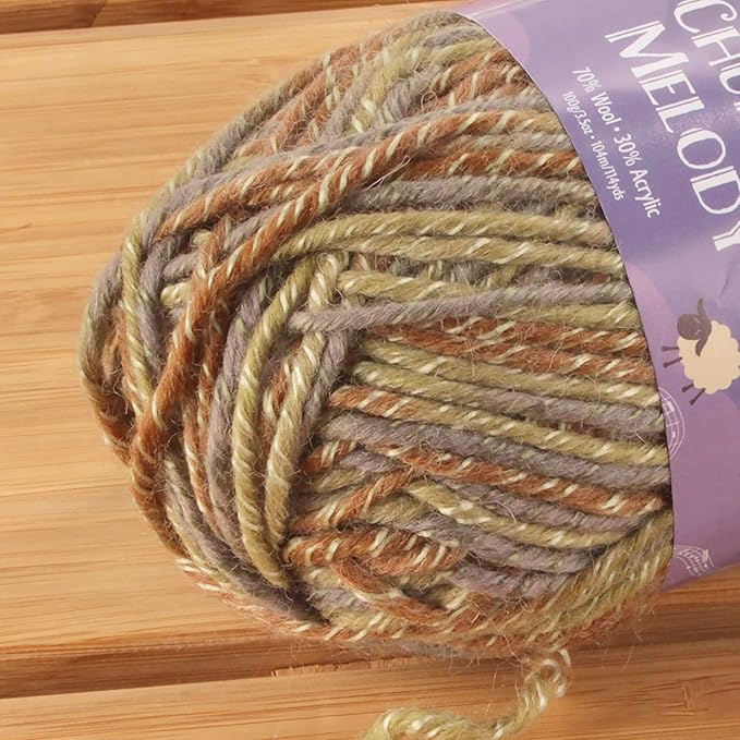 JubileeYarn Chunky Melody Yarn - 100g/Skein Bulky Wool Blend - Lodge Forest - 2 Skeins
